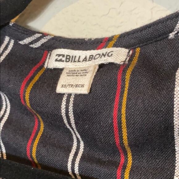 Billabong Play All Day Striped Long Sleeve Romper Black Multi XS NEW - Picture 5 of 7